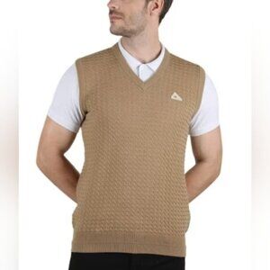 MONTE CARLO Textured V-neck Pullover Sweater Vest 100% Magna Wool